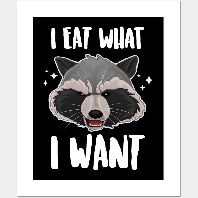 I Eat What I Want Sassy Raccoon Wall Art by Eugenex